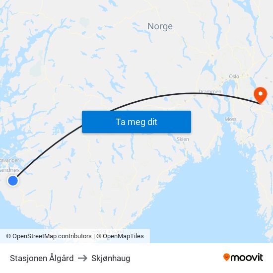 Stasjonen Ålgård to Skjønhaug map