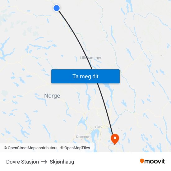 Dovre Stasjon to Skjønhaug map