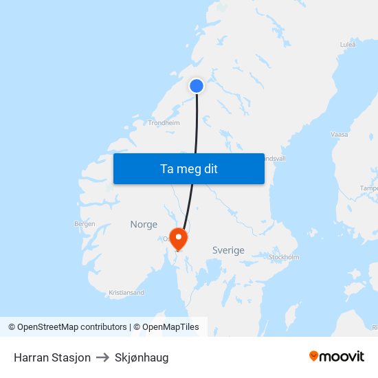 Harran Stasjon to Skjønhaug map