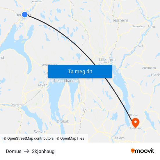 Domus to Skjønhaug map