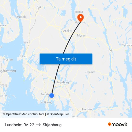 Lundheim Rv. 22 to Skjønhaug map