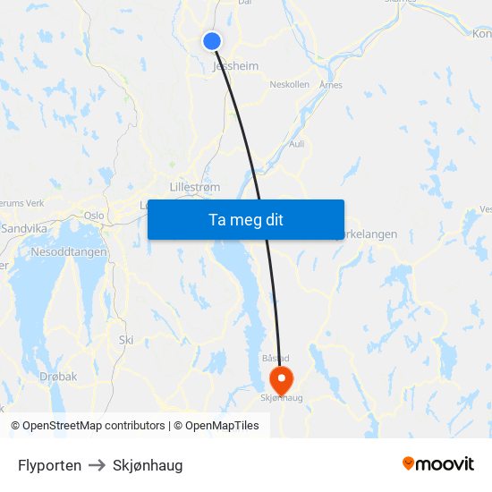 Flyporten to Skjønhaug map