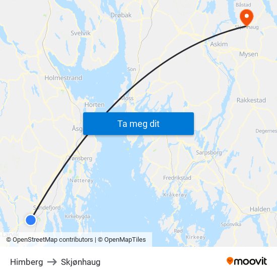 Himberg to Skjønhaug map