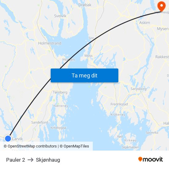 Pauler 2 to Skjønhaug map