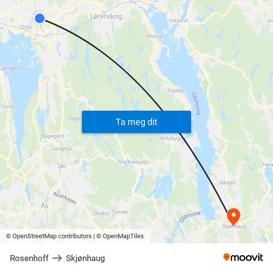 Rosenhoff to Skjønhaug map