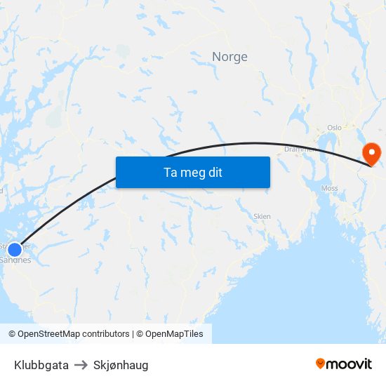 Klubbgata to Skjønhaug map