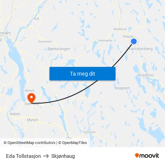 Eda Tollstasjon to Skjønhaug map