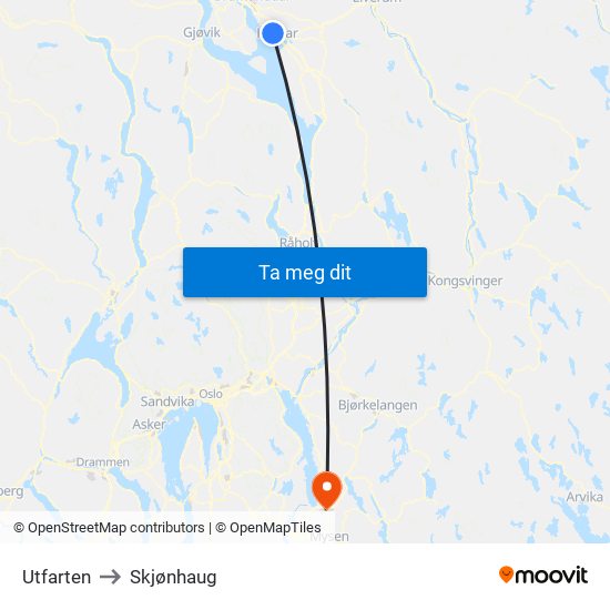 Utfarten to Skjønhaug map