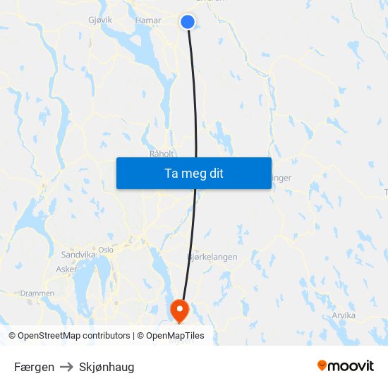 Færgen to Skjønhaug map