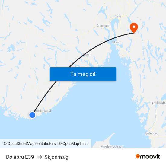 Dølebru E39 to Skjønhaug map