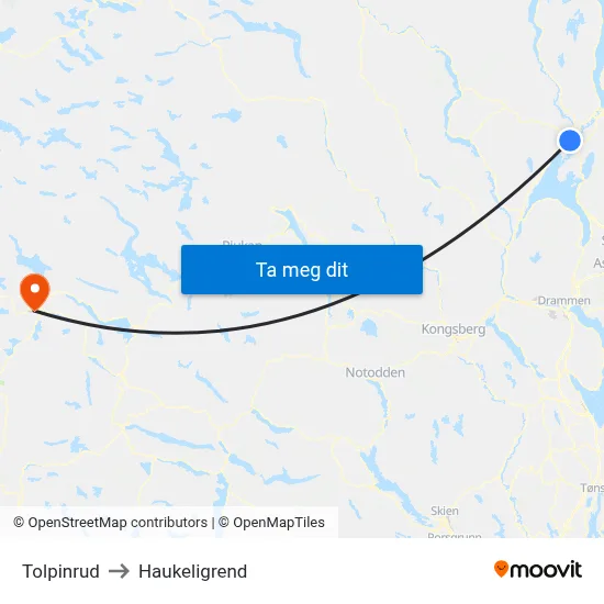 Tolpinrud to Haukeligrend map