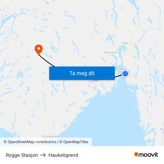 Rygge Stasjon to Haukeligrend map