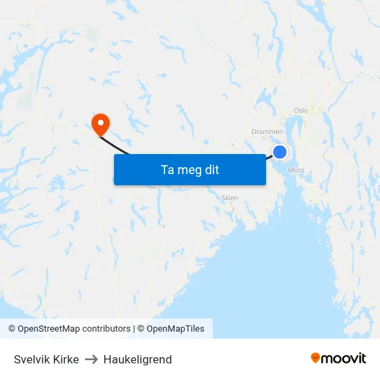 Svelvik Kirke to Haukeligrend map