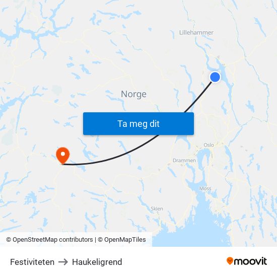 Festiviteten to Haukeligrend map