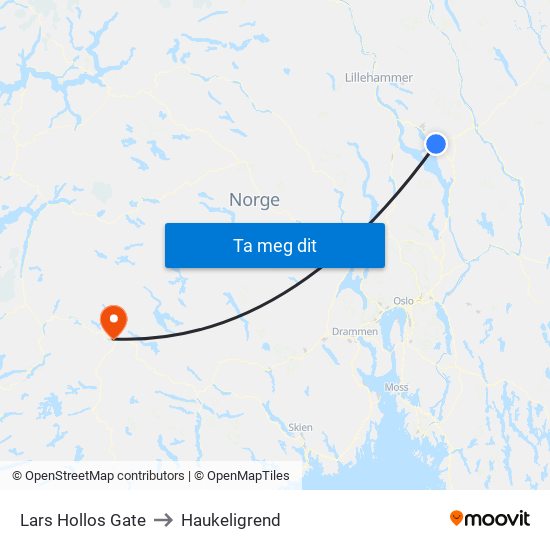 Lars Hollos Gate to Haukeligrend map