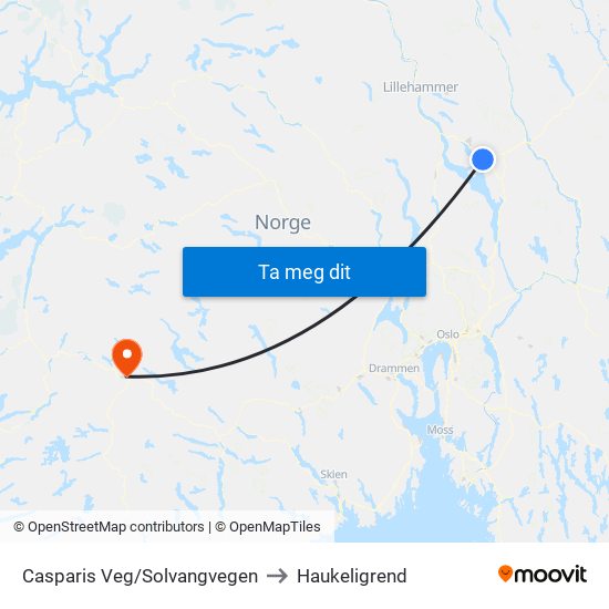 Casparis Veg/Solvangvegen to Haukeligrend map