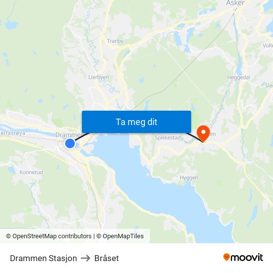 Drammen Stasjon to Bråset map