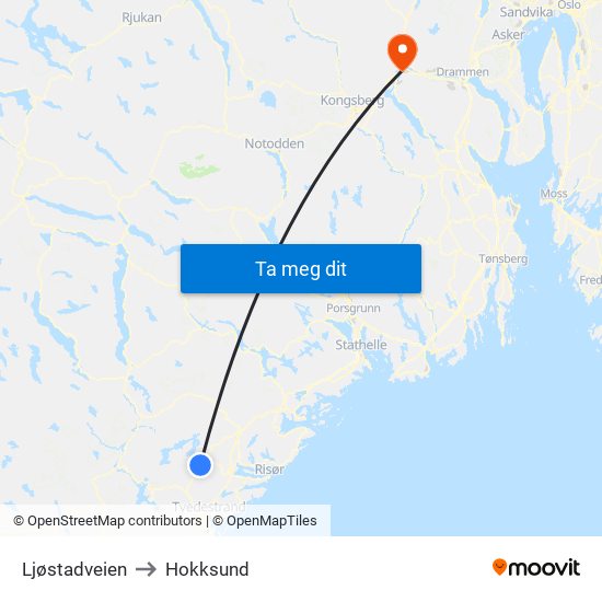 Ljøstadveien to Hokksund map