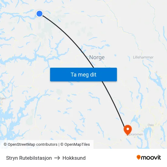Stryn Rutebilstasjon to Hokksund map