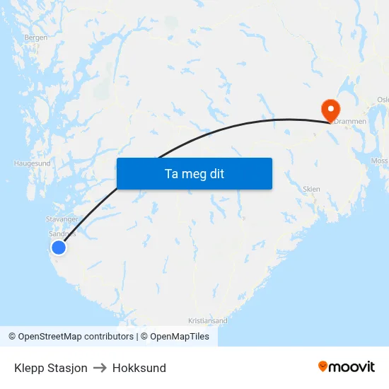 Klepp Stasjon to Hokksund map