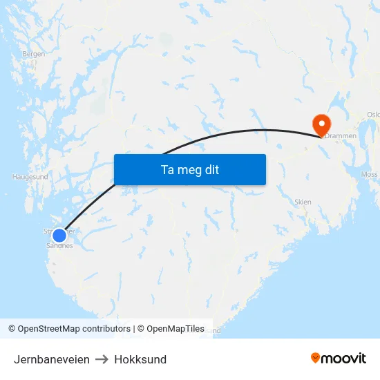 Jernbaneveien to Hokksund map