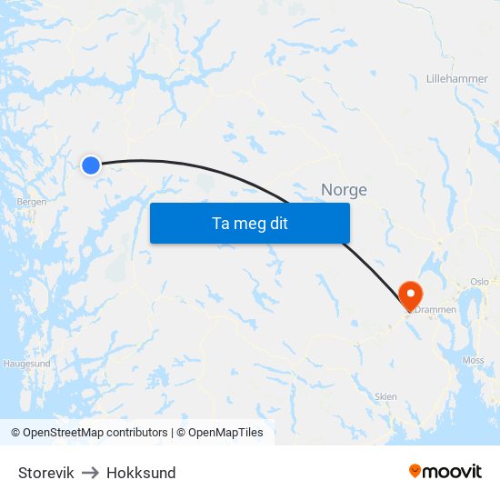 Storevik to Hokksund map