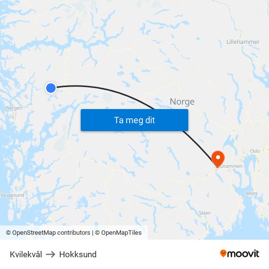 Kvilekvål to Hokksund map