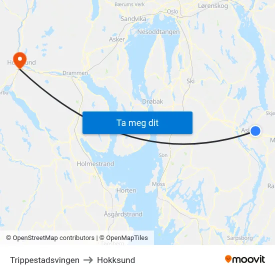 Trippestadsvingen to Hokksund map