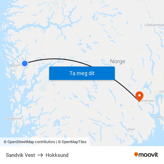 Sandvik Vest to Hokksund map