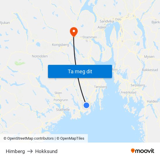 Himberg to Hokksund map