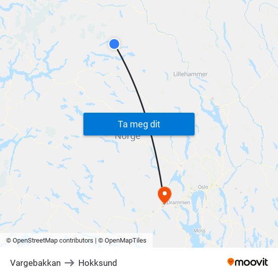 Vargebakkan to Hokksund map