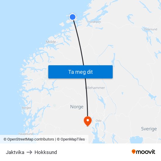 Jaktvika to Hokksund map