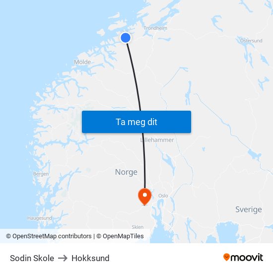 Sodin Skole to Hokksund map
