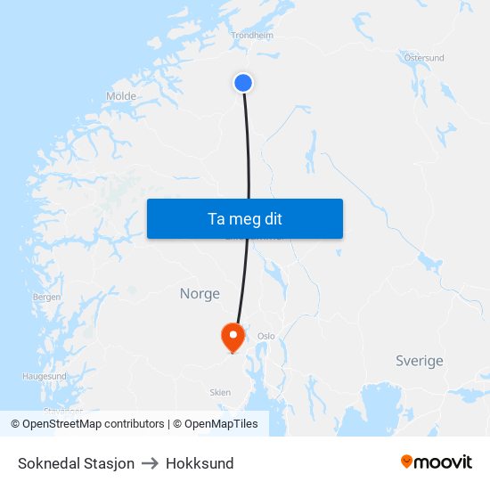 Soknedal Stasjon to Hokksund map