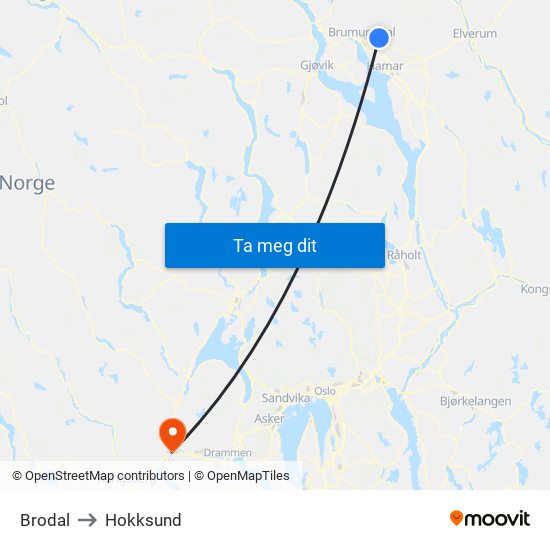 Brodal to Hokksund map