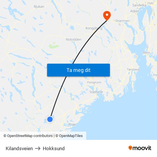 Kilandsveien to Hokksund map