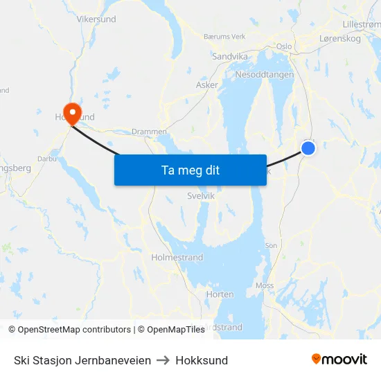 Ski Stasjon Jernbaneveien to Hokksund map