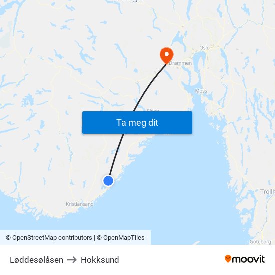 Løddesølåsen to Hokksund map