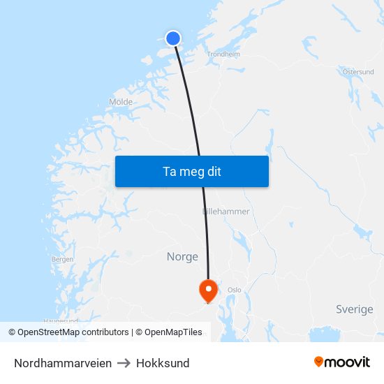 Nordhammarveien to Hokksund map