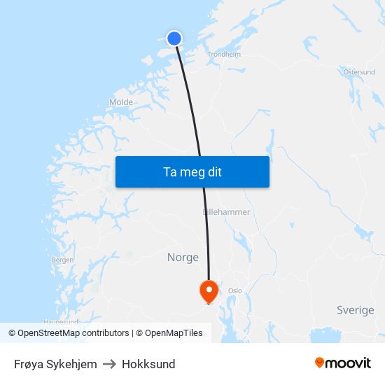 Frøya Sykehjem to Hokksund map