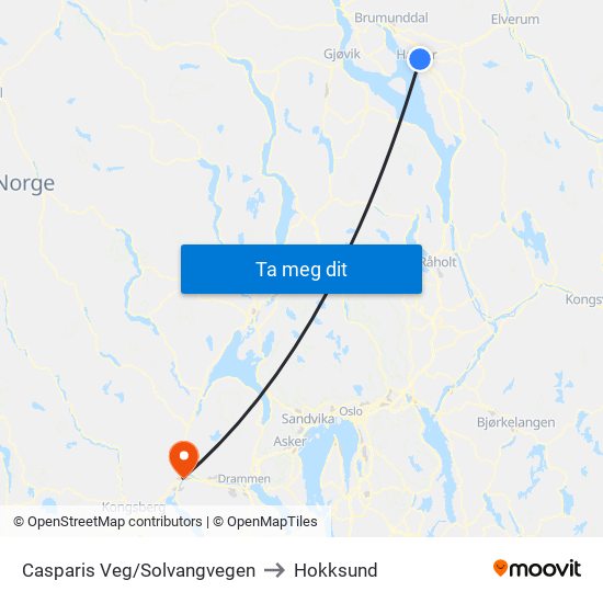 Casparis Veg/Solvangvegen to Hokksund map