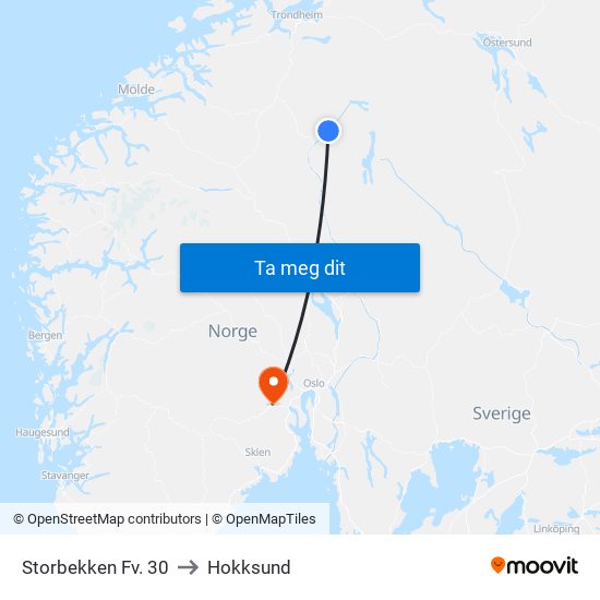 Storbekken Fv. 30 to Hokksund map