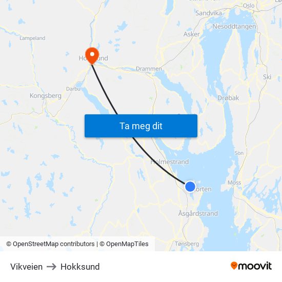 Vikveien to Hokksund map