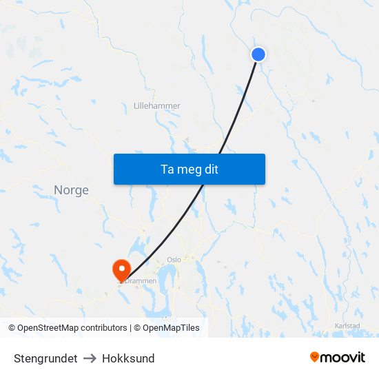 Stengrundet to Hokksund map