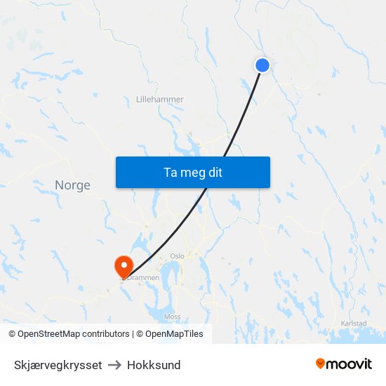 Skjærvegkrysset to Hokksund map