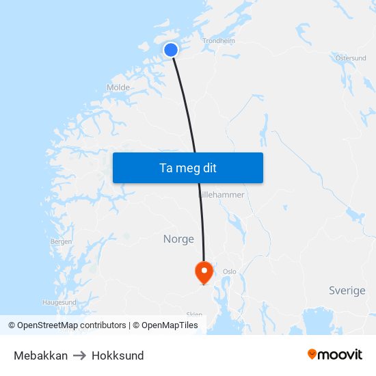 Mebakkan to Hokksund map