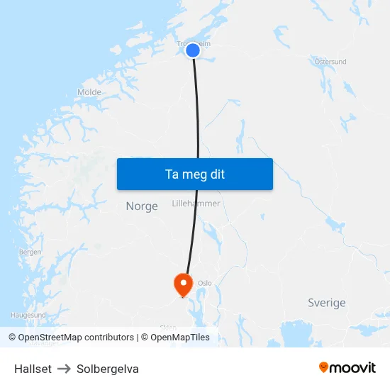 Hallset to Solbergelva map