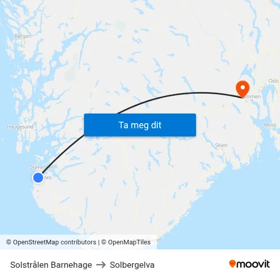 Solstrålen Barnehage to Solbergelva map