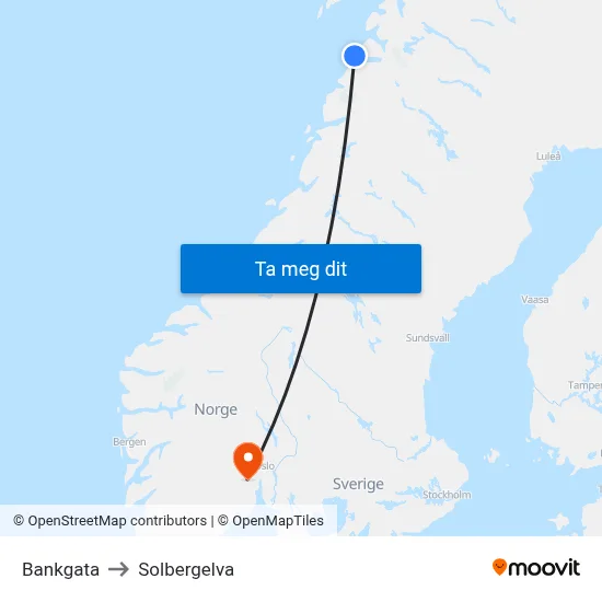 Bankgata to Solbergelva map