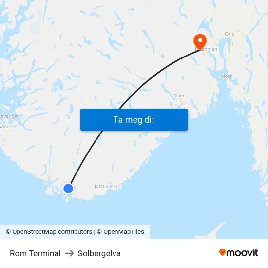 Rom Terminal to Solbergelva map